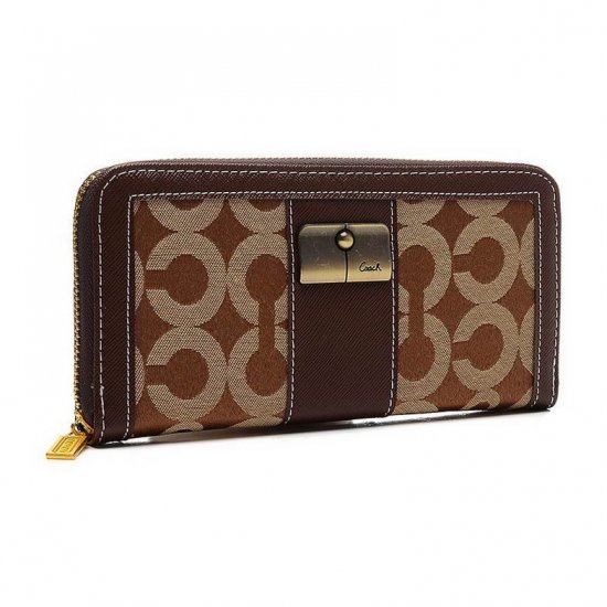 Coach Kristin Lock In Signature Large Brown Wallets ETJ | Women - Click Image to Close